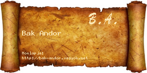 Bak Andor névjegykártya