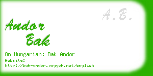 andor bak business card